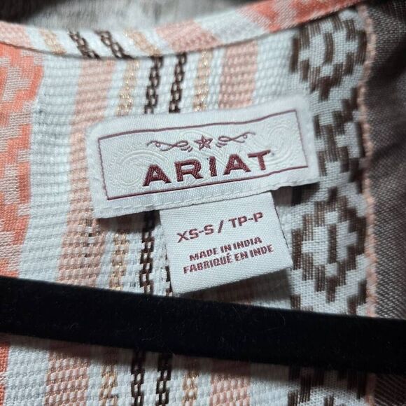 Ariat Sunset Fringe Kimono Pink Southwestern Print Duster Cardigan - Picture 4 of 6